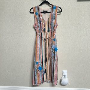 Ajit Kumar 5X for Anthropologie Floral Appliqué Beaded Midi Sz 4P